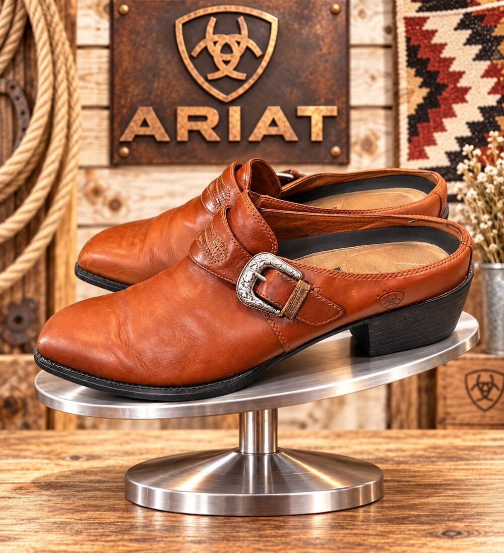 Ariat Tabitha Brown Leather Western Mule Clogs US 10B EU 41.5